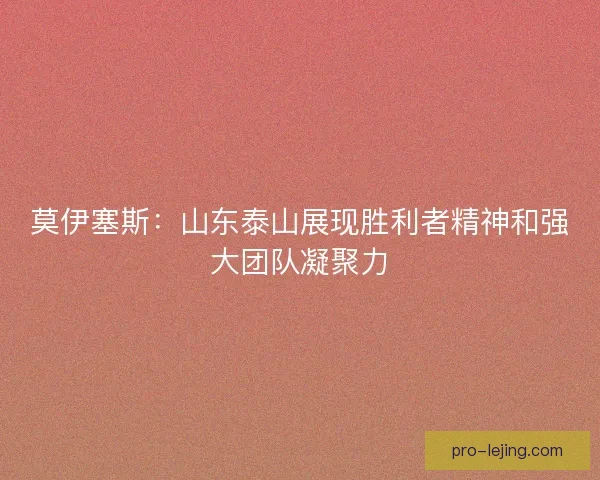 莫伊塞斯：山东泰山展现胜利者精神和强大团队凝聚力